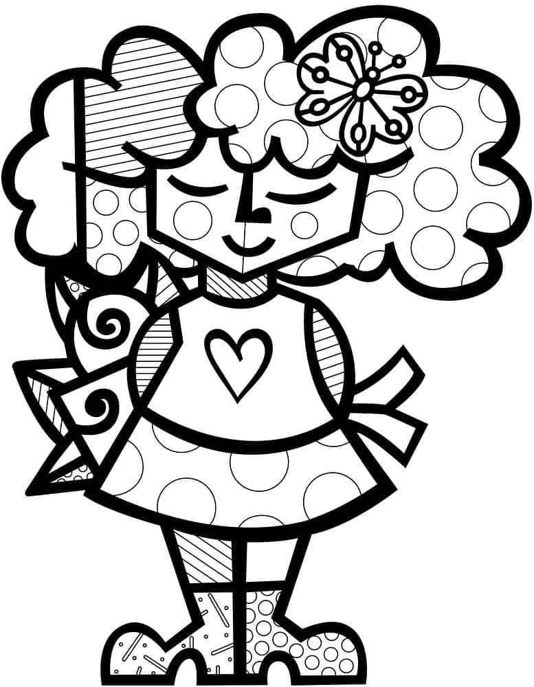 Desenhos de Menina de Romero Britto para Colorir