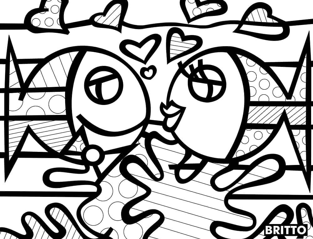 Desenhos de Peixes de Romero Britto para Colorir