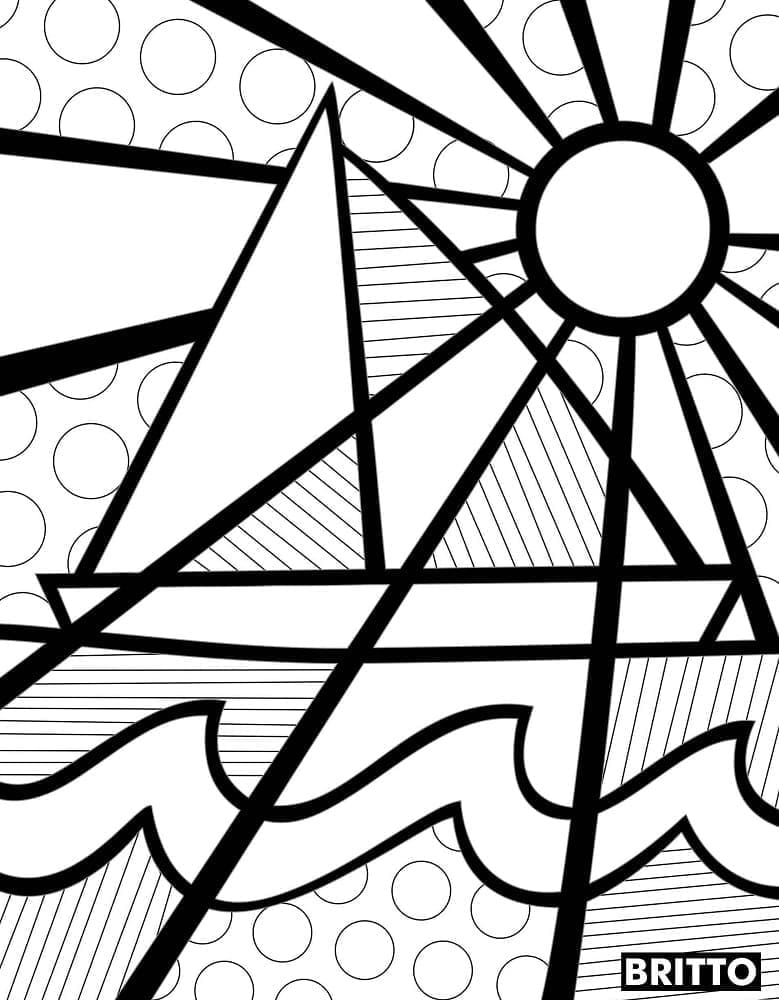 Desenhos de Veleiro de Romero Britto para Colorir