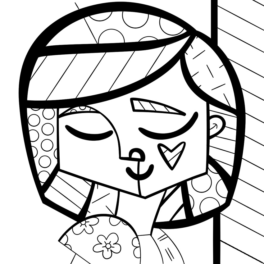 Desenho Boa Menina Romero Britto para Colorir