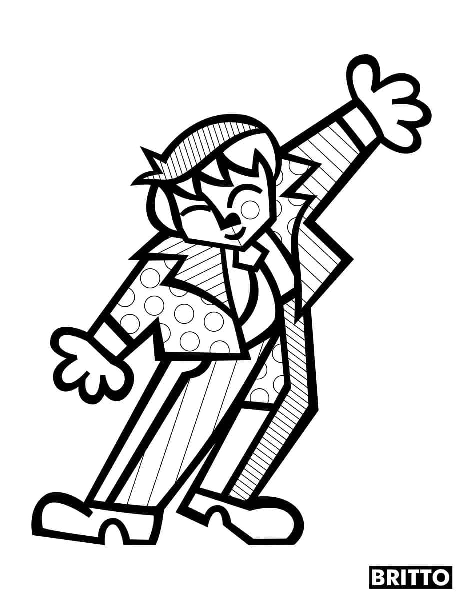 Desenhos Imprimivel de Romero Britto para Colorir com Canetinha