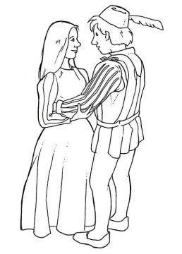 Desenho de Romeu e Julieta Download para Colorir