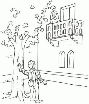 Desenho de Romeu e Julieta Download para Imprimir e Colorir