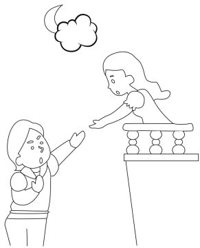 Desenho de Romeu e Julieta Imprimível para Imprimir e Colorir