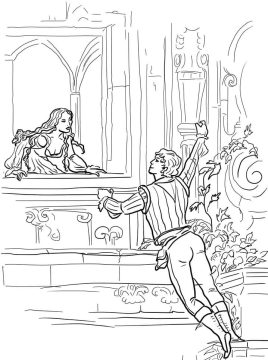 Desenho de Romeu e Julieta Pdf para Imprimir e Colorir