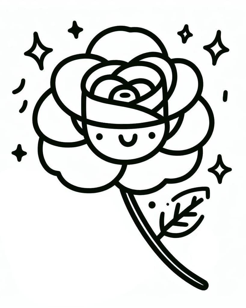 Desenhos de Adorável Rosa para Colorir