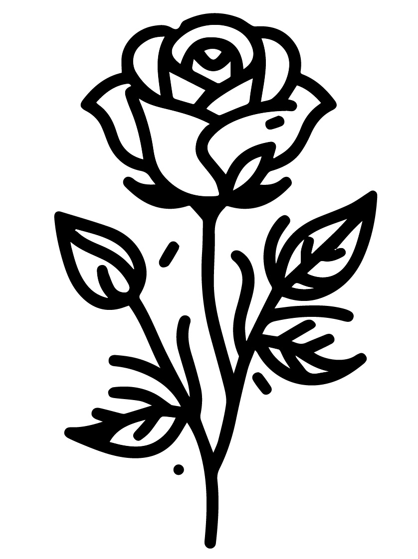 Desenhos de Flor Rosa para Colorir