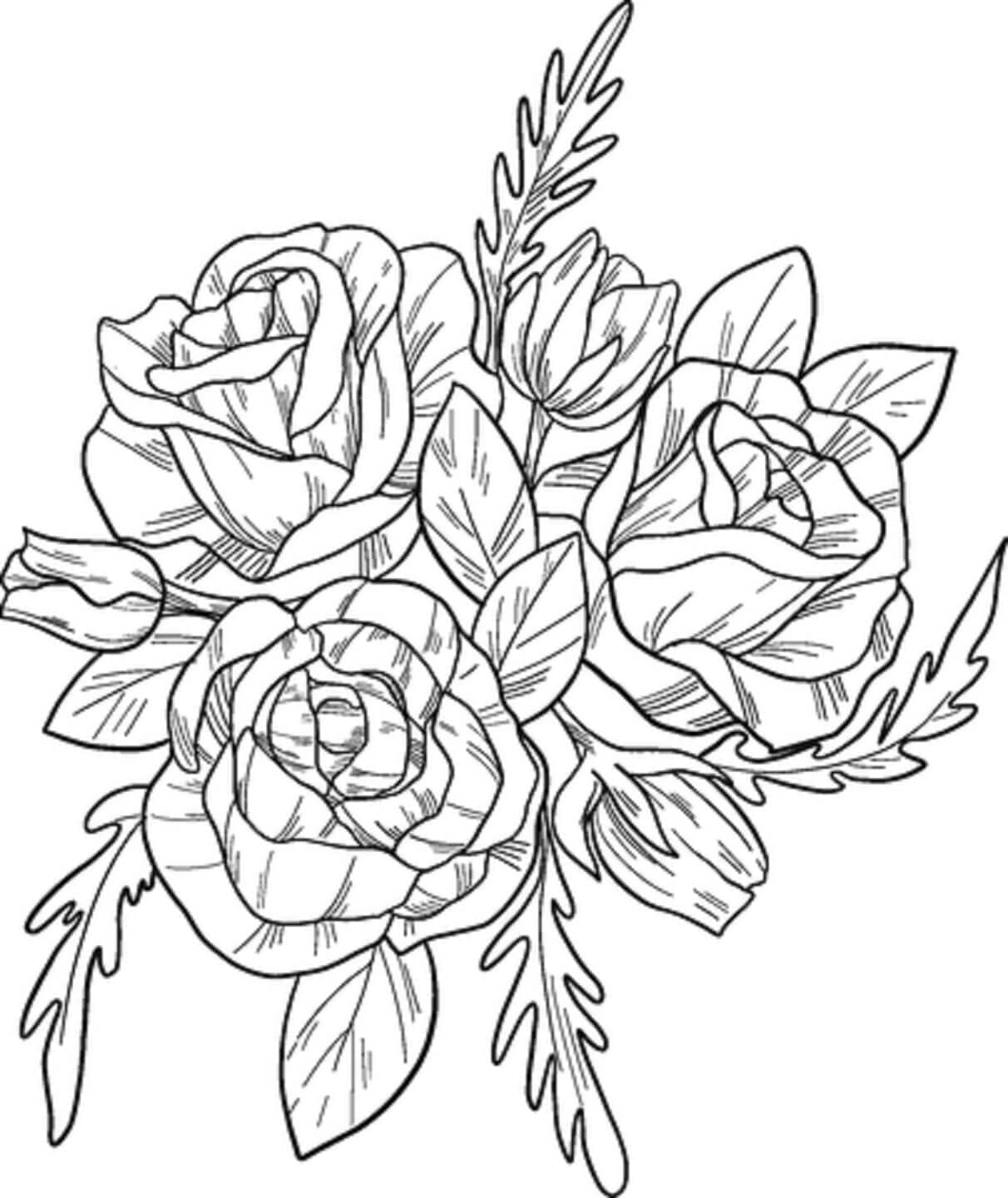 Desenhos de Rosas Grátis para Crianças para Colorir