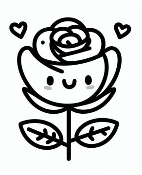 Desenhos de Uma Rosa Fofa para Colorir