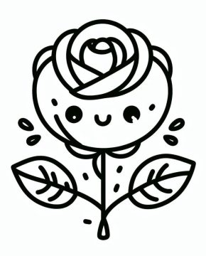 Desenhos de Uma Rosa Muito Fofa para Colorir