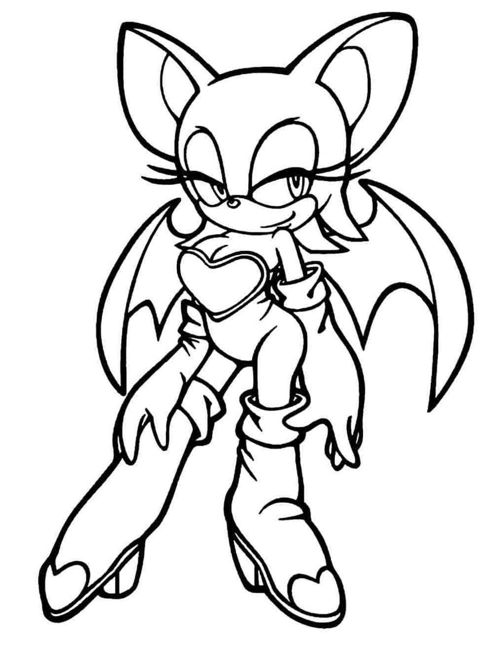 Desenho de Rouge The Bat de Sonic para Colorir
