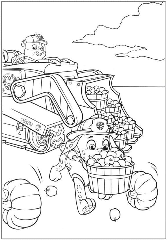 Desenho de Rubble e Marshall de Patrulhá Canina para Colorir