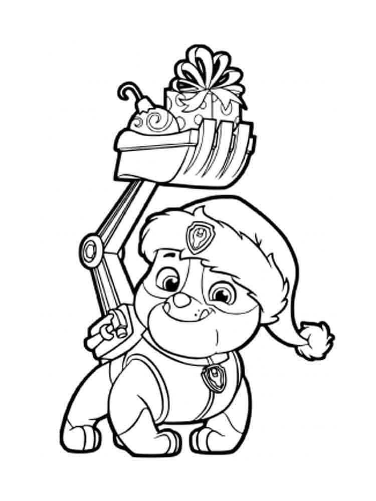 Desenho de Rubble Patrulhá Canina e Presentes para Colorir