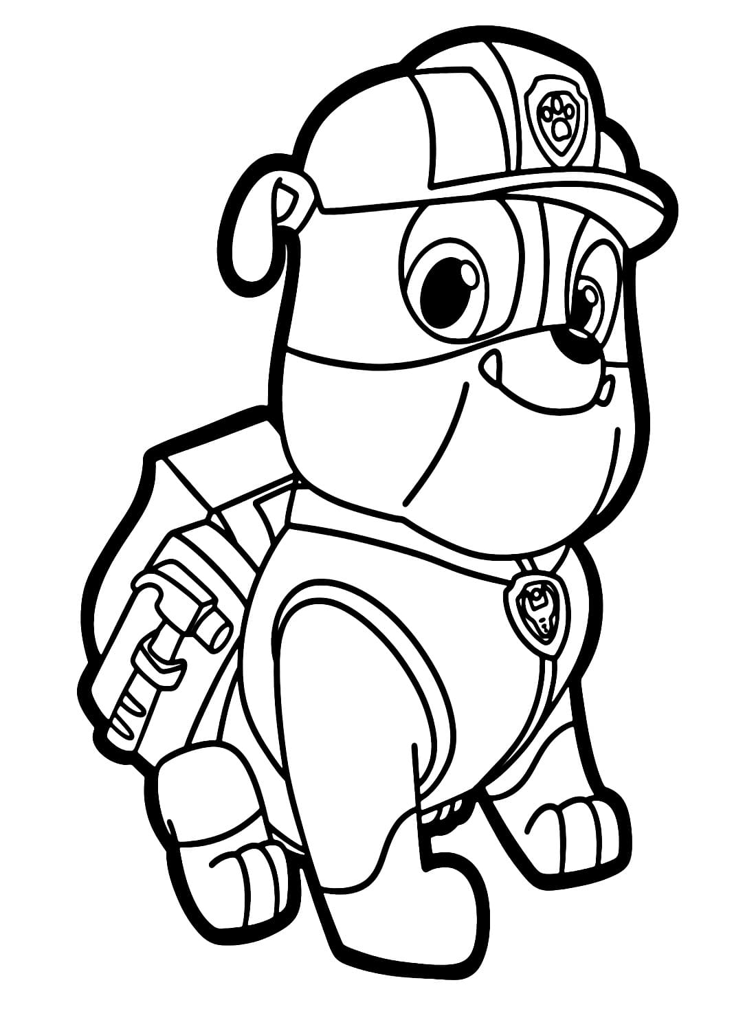 Desenho de Rubble Patrulhá Canina Feliz para Colorir