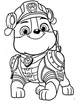 Desenho de Rubble Patrulha Canina Sorridente para Colorir