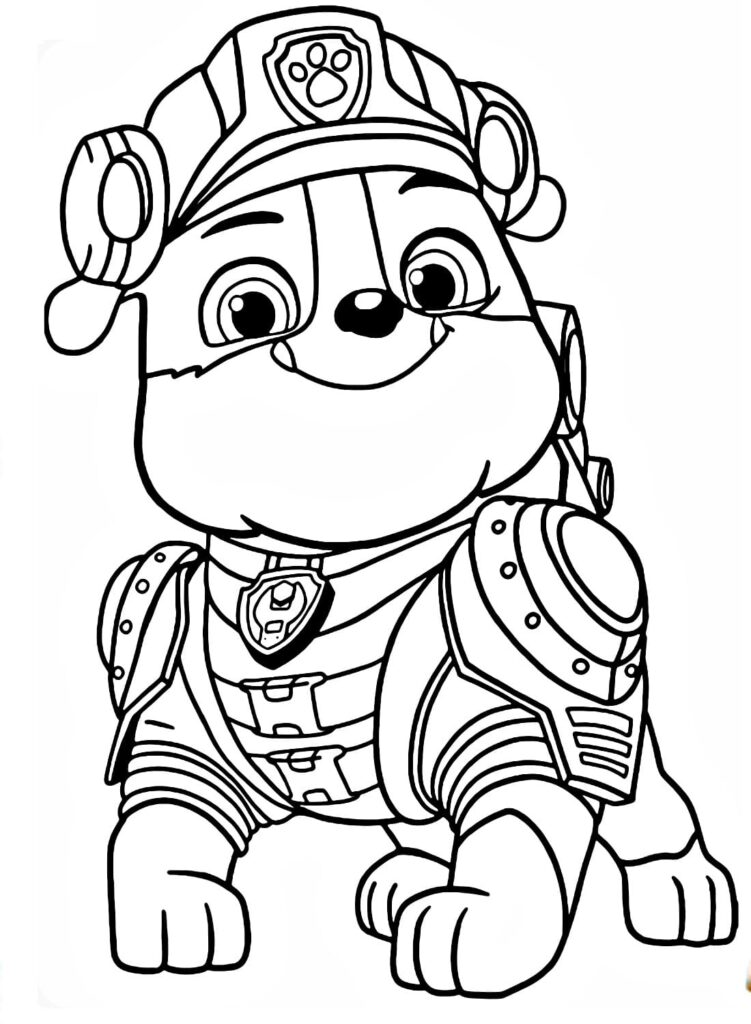 Desenho de Rubble Patrulhá Canina Sorridente para Colorir