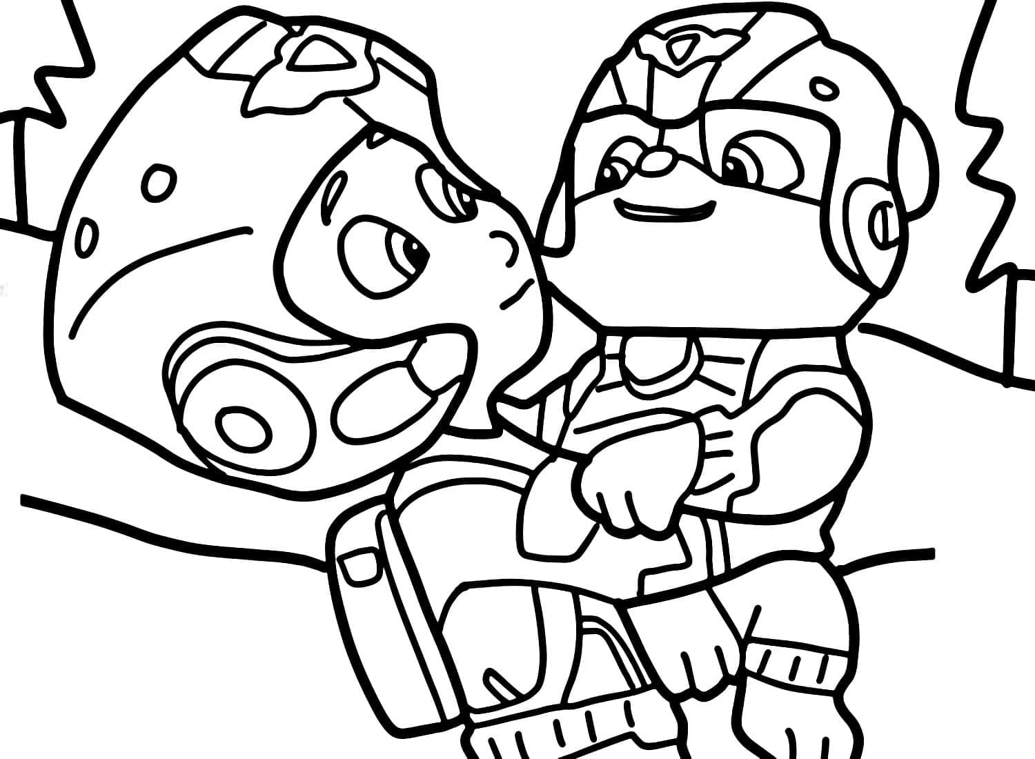Desenho de Ryder e Rubble Patrulhá Canina para Colorir