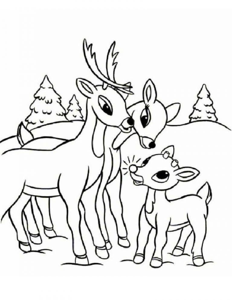 Desenho de Família de Rudolph para Colorir