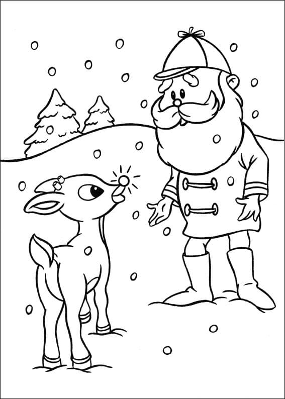 Desenho de Rudolph a Rena do Natal para Imprimir Imprimivel