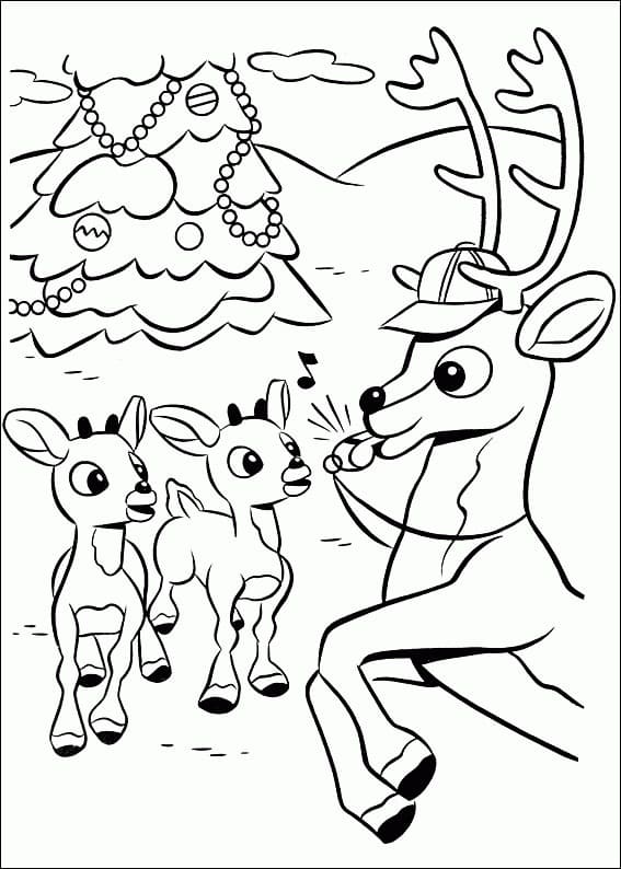 Desenho de Rudolph a Rena Natalina para Colorir Download