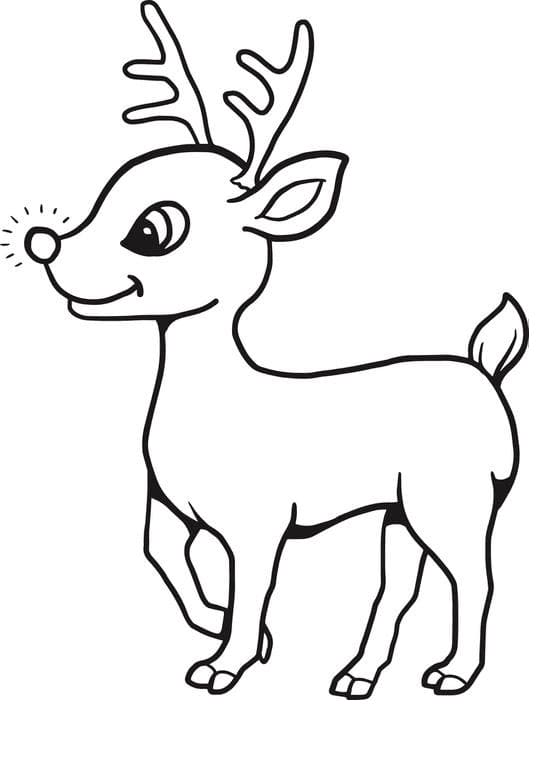 Desenho de Rudolph Feliz para Colorir