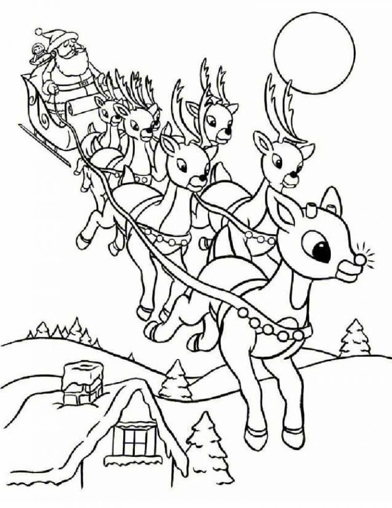 Desenho de Rudolph Nariz Vermelho para Colorir Pdf
