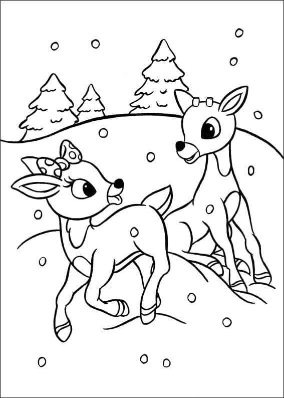 Desenho de Rudolph Natal para Colorir com Tinta Guache