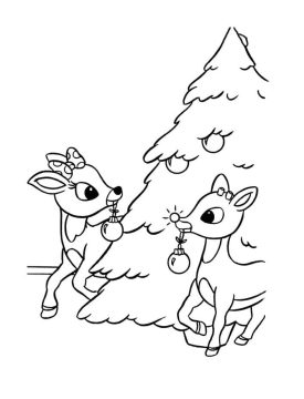 Desenho de Rudolph Noite de Natal para Colorir com lápis de Cor