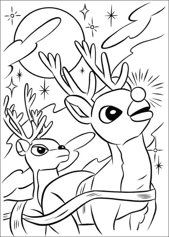 Desenho de Rudolph para Colorir e Baixar Imprimivel