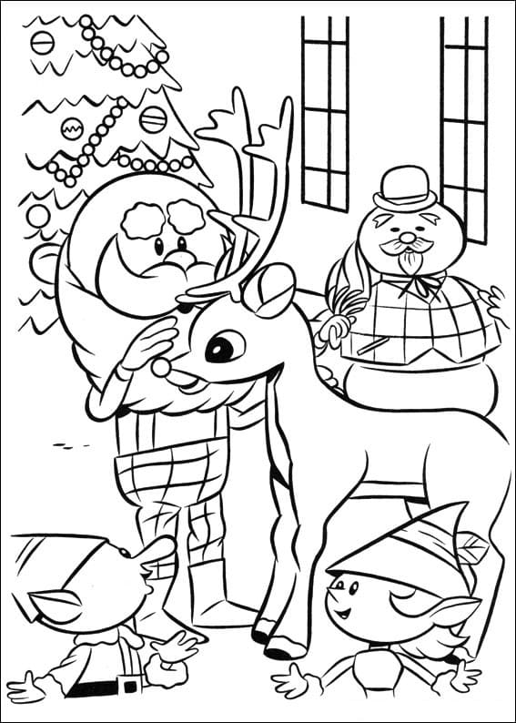 Desenho de Rudolph Rena Natalina para Colorir com Lápis de Cor