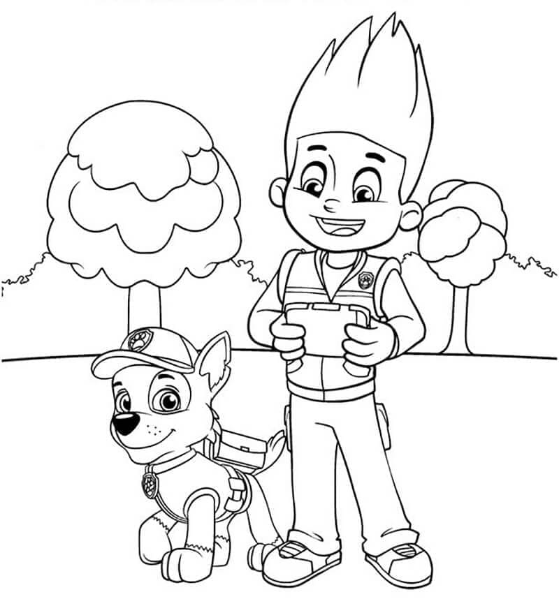 Desenho de Chase e Ryder Patrulhá Canina para Colorir