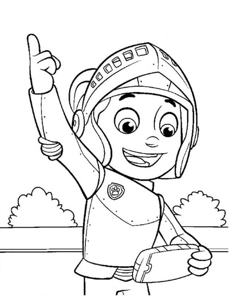 Desenho de Ryder Patrulhá Canina Alegre para Colorir