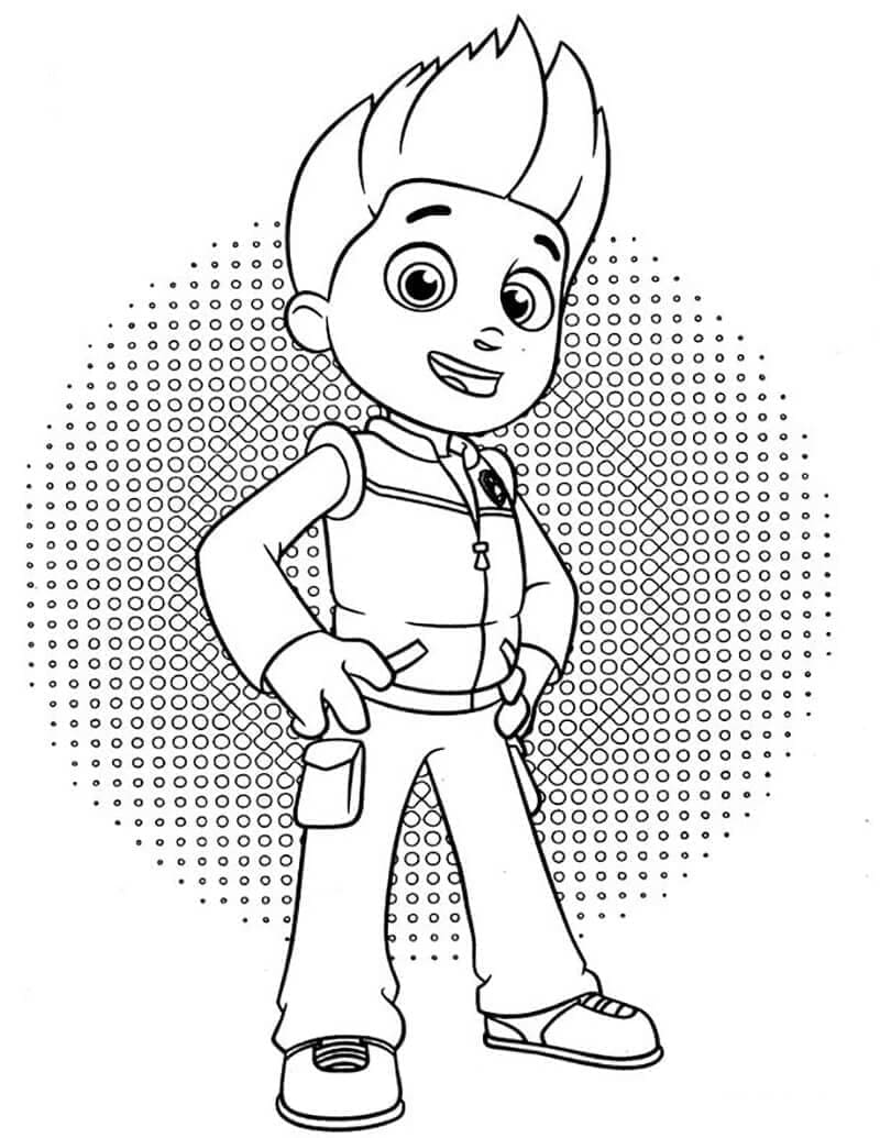 Desenho de Ryder Patrulhá Canina Amigável para Colorir
