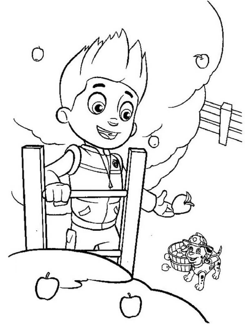 Desenho de Ryder com Marshall Patrulhá Canina para Colorir