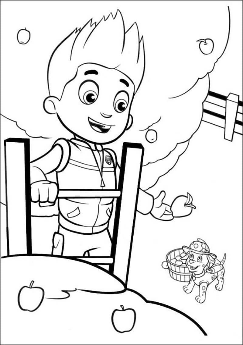 Desenho de Ryder e Marshall de Patrulhá Canina para Colorir