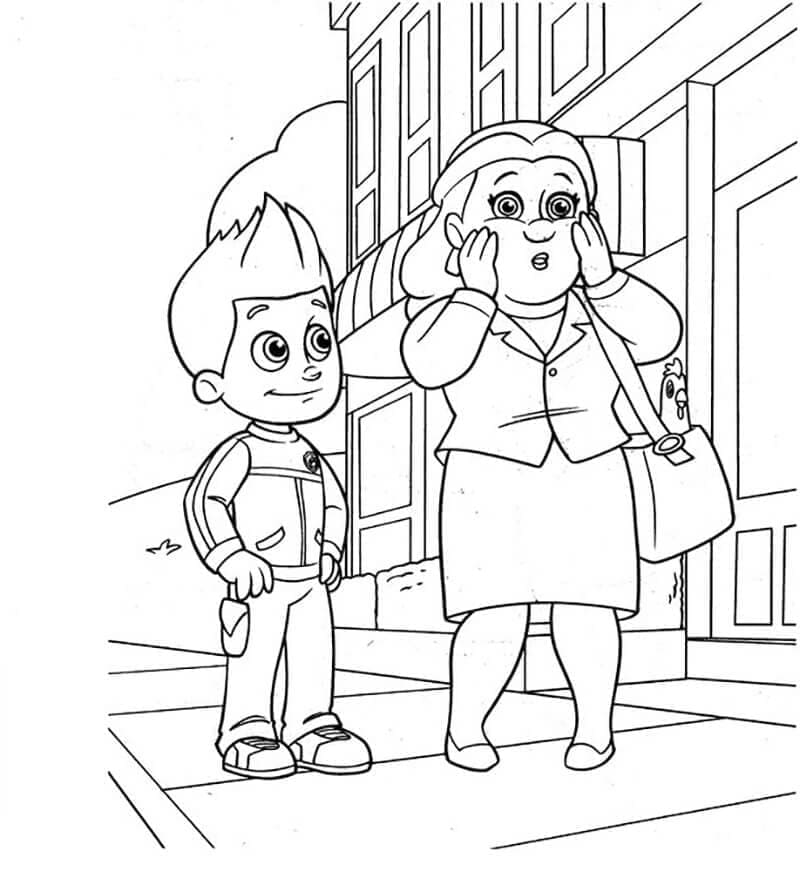 Desenho de Ryder e Prefeita Goodway para Colorir