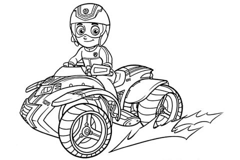 Desenho Ryder de Patrulha Canina no Quadriciclo para Colorir