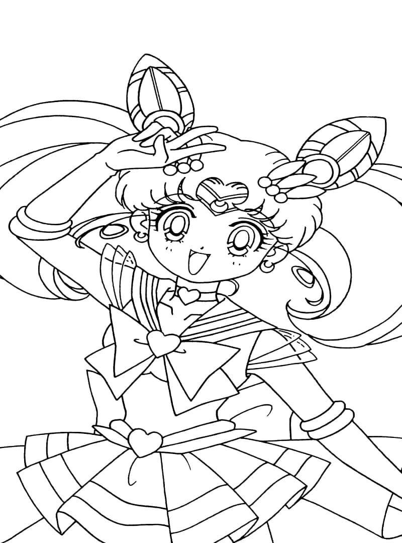 Desenho de Chibiusa para Colorir com Tinta Guache