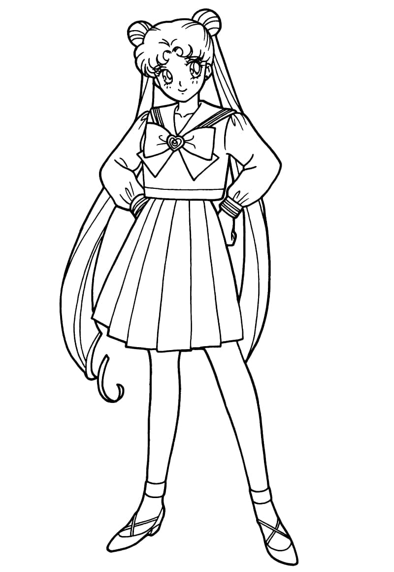 Desenho de Usagi Tsukino para Pintar com Lápis de Cor
