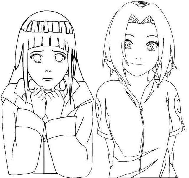 Desenho de Hinata e Sakura para Colorir
