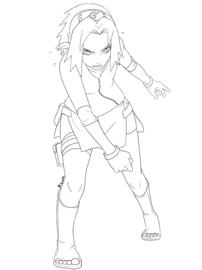 Desenho de Sakura de Anime Naruto Shippuden para Colorir