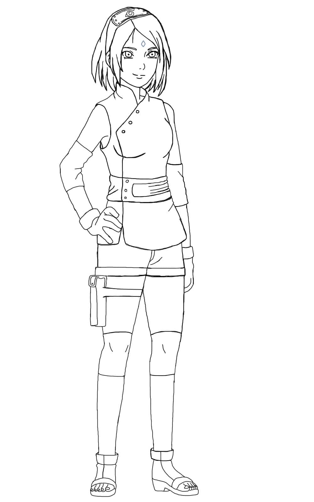 Desenho de Sakura Haruno em Pé para Colorir