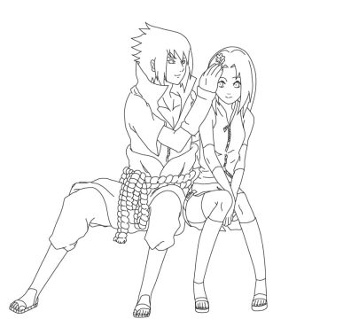 Desenho de Sasuke e Sakura Haruno para Colorir