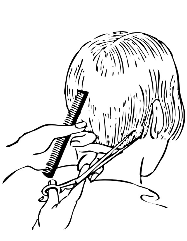 Desenho de Menino Cortando Cabelo em Salão de Beleza para Colorir