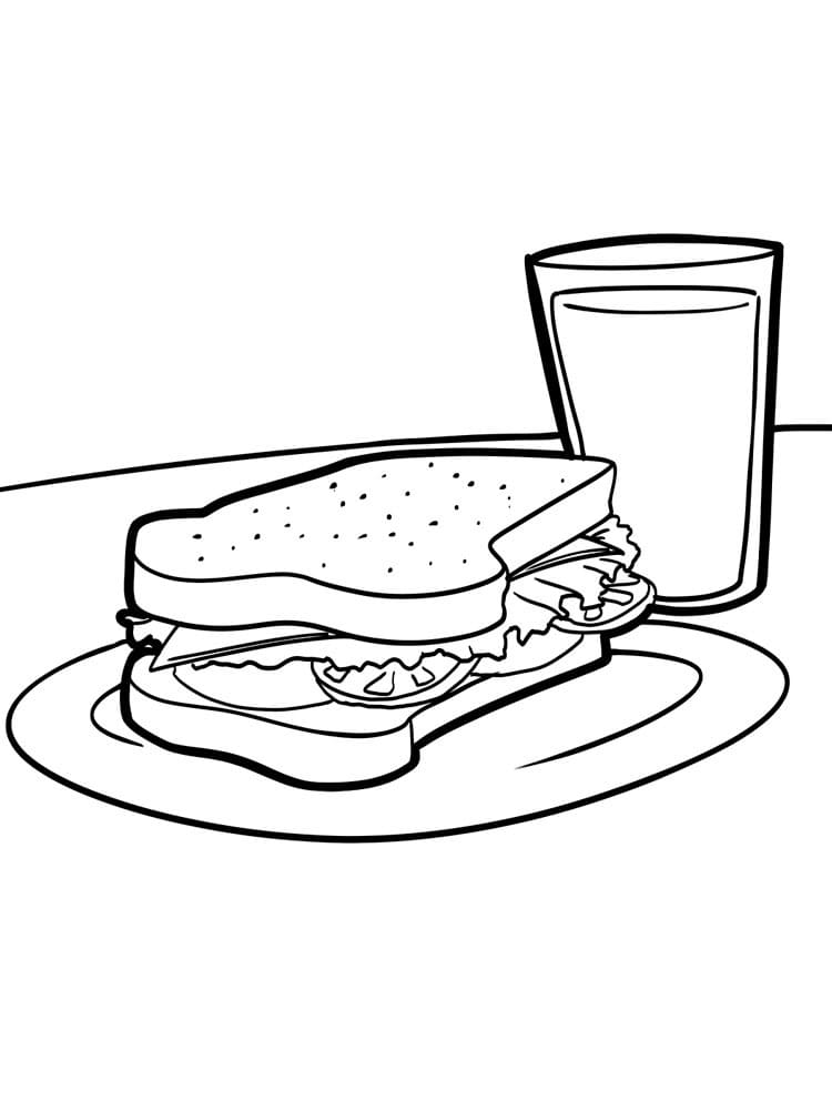 Desenho de Sanduíche Download para Imprimir e Colorir
