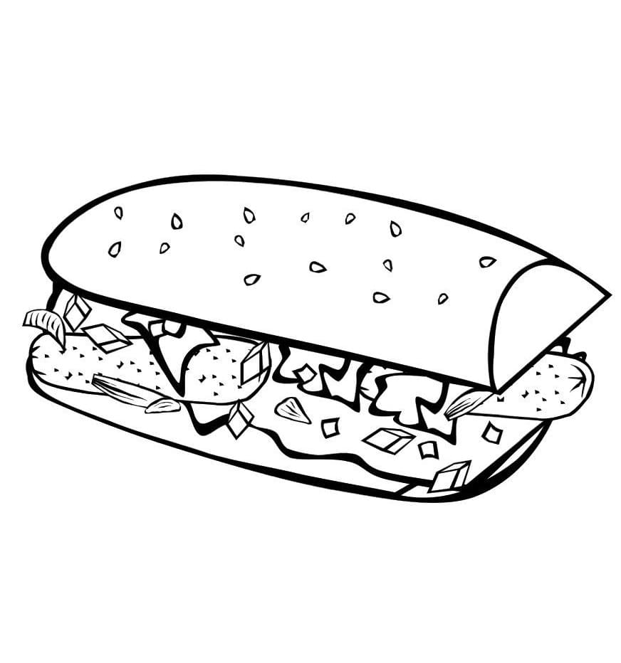Desenho de Sanduíche para Colorir Download
