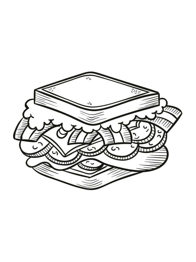 Desenho de Sanduíche para Colorir Grátis Download