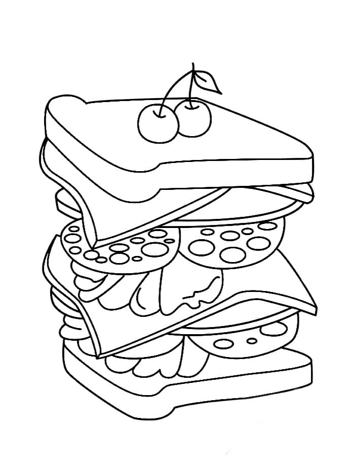 Desenho de Sanduíche para Colorir Imprimivel