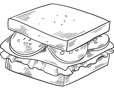 Desenho de sanduíche para Pintar Download