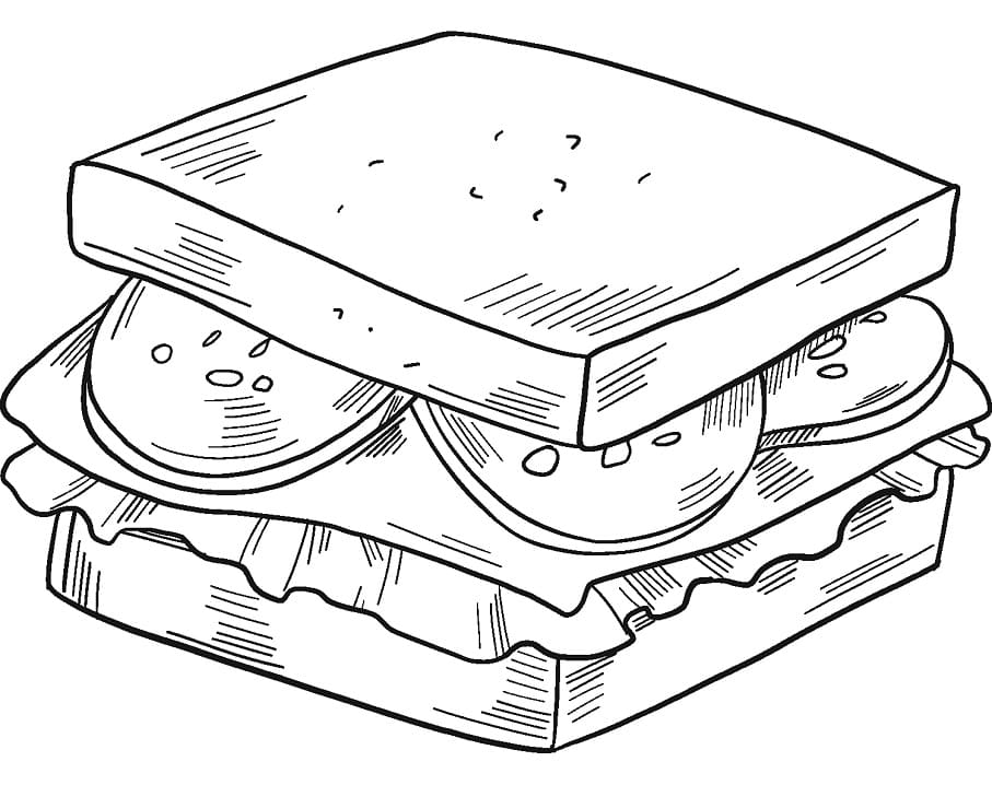 Desenho de Sanduíche para Pintar Download